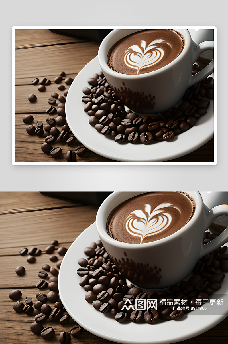咖啡豆营造的舒适产品摄影氛围素材
