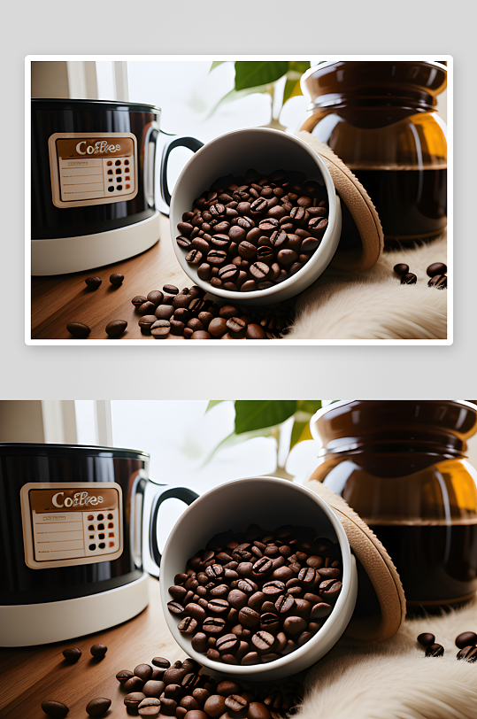咖啡豆环绕下的亲切产品摄影现场