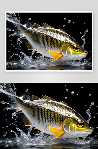 黄花鱼水花四溅的广告食品摄影