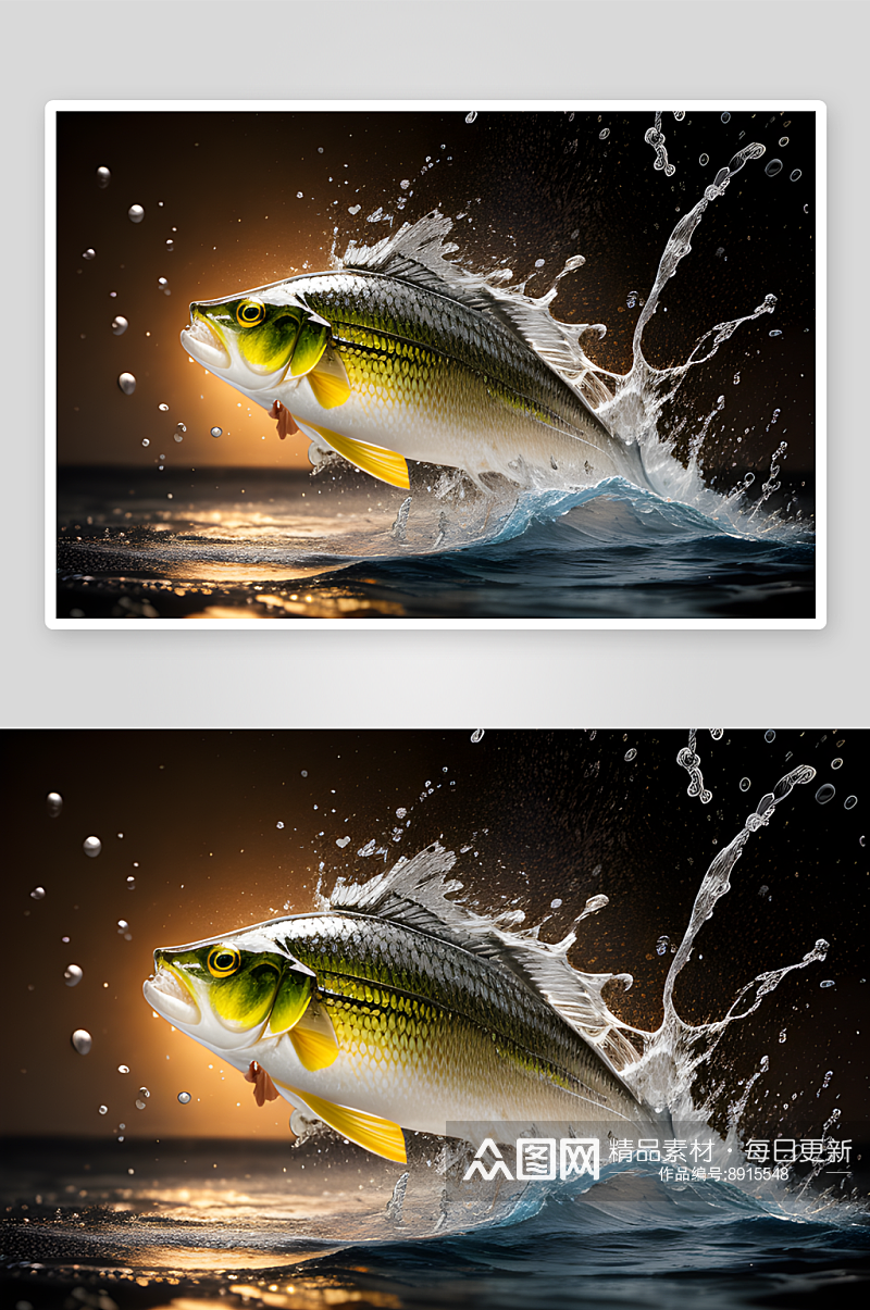 黄花鱼水花四溅的广告食品摄影素材
