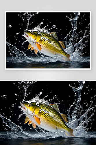 黄花鱼水花四溅的广告食品摄影
