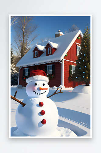 欢乐圣诞屋与可爱雪人
