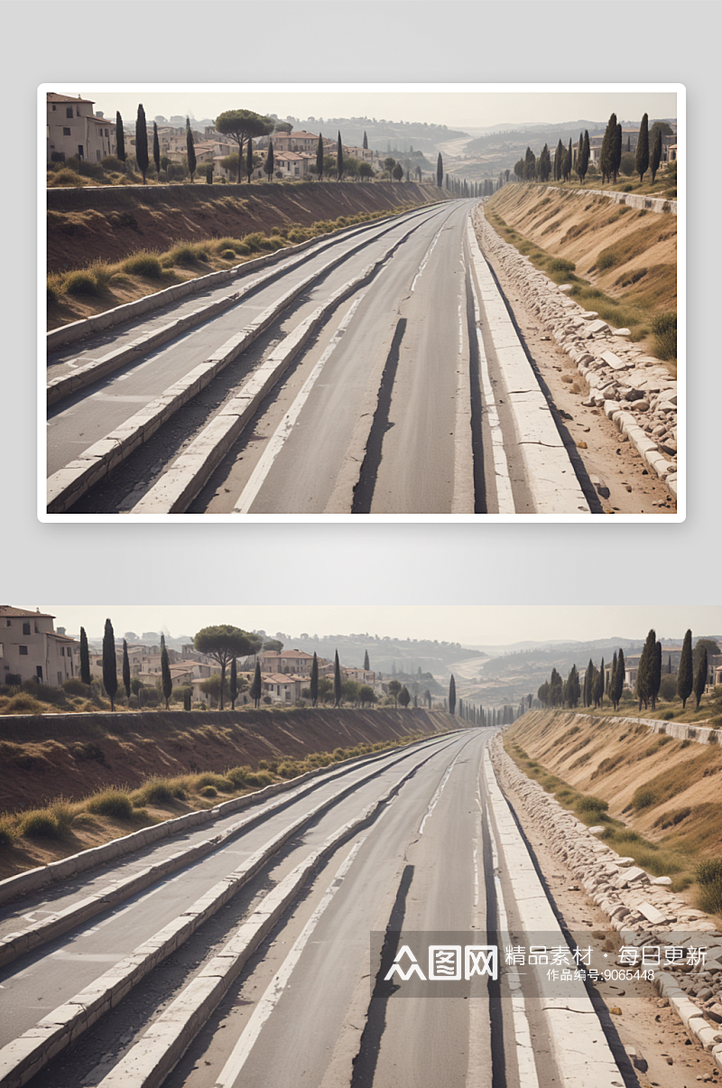 古罗马道路改造现代高速公路插图素材
