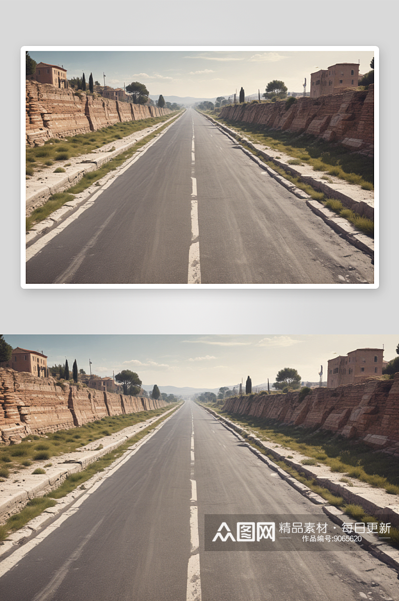 古罗马道路改建现代高速公路插图素材