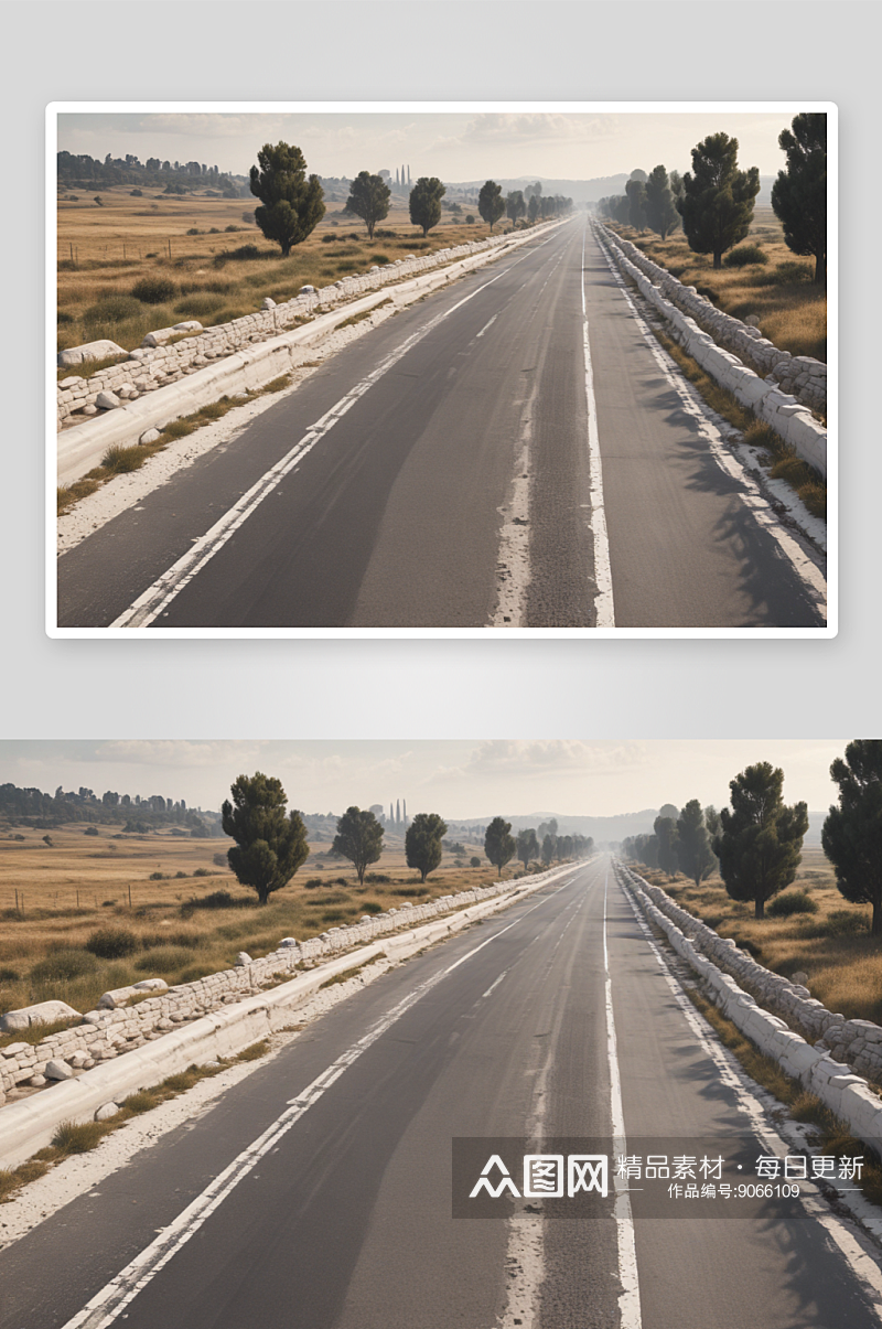 古罗马道路改建现代高速公路的插图素材