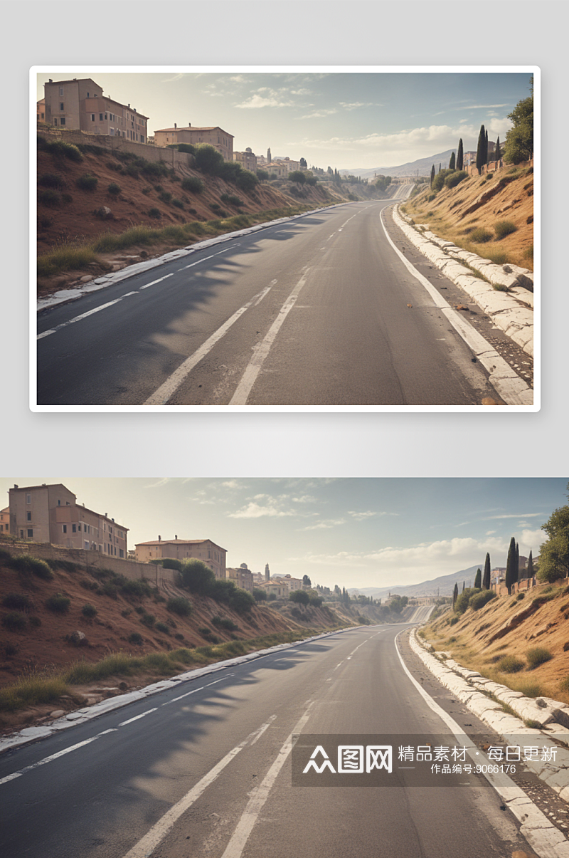 现代高速公路插图展示古罗马道路改造素材
