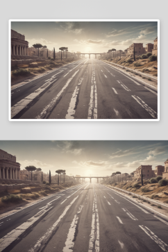 现代高速公路插图展示古罗马道路改造
