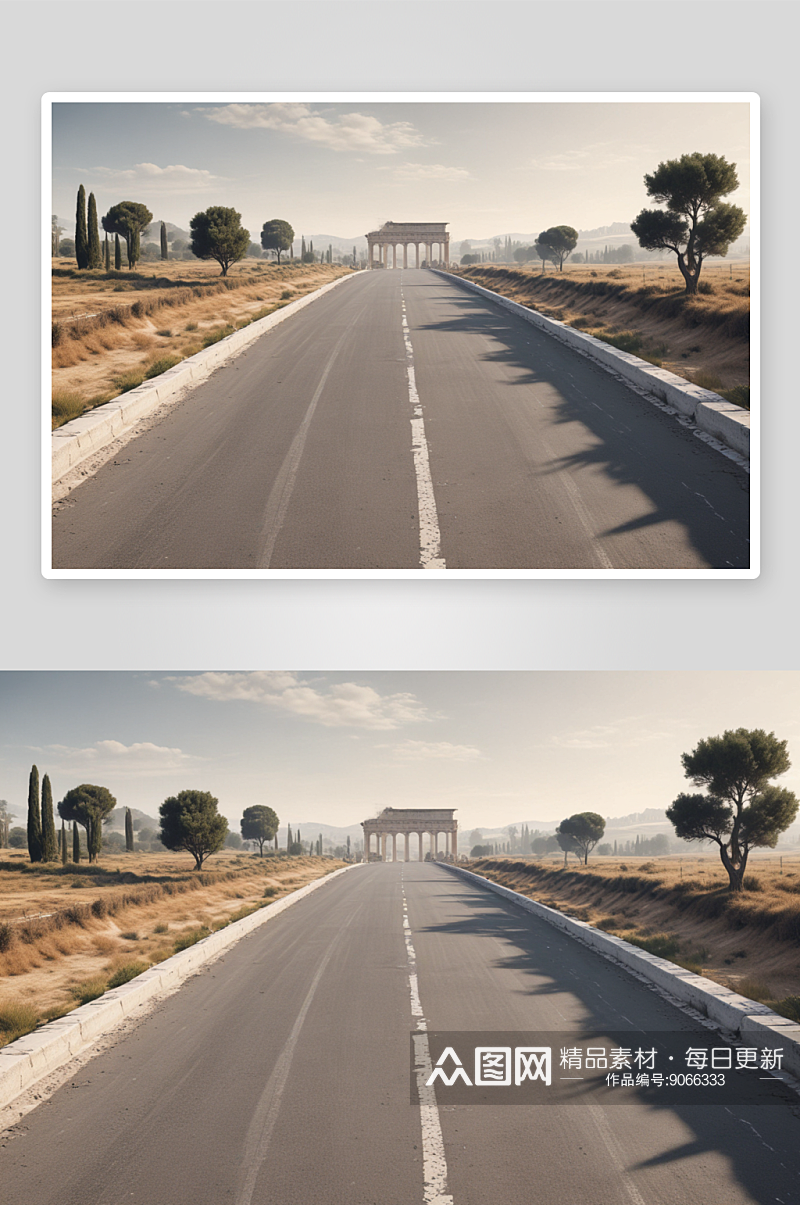 古罗马道路改造成现代高速公路的插图展示素材