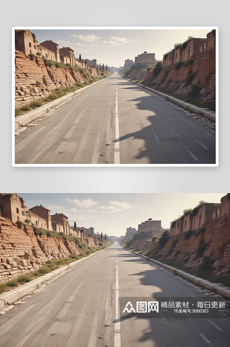 古罗马道路改建为现代高速公路插图展示素材