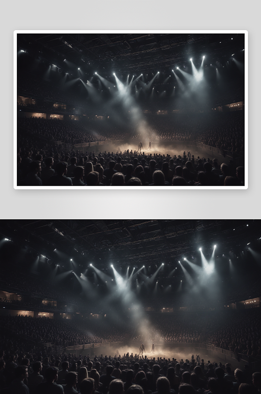舞台灯光照亮了整个黑暗舞台