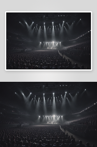黑暗舞台中的背景看台和人群