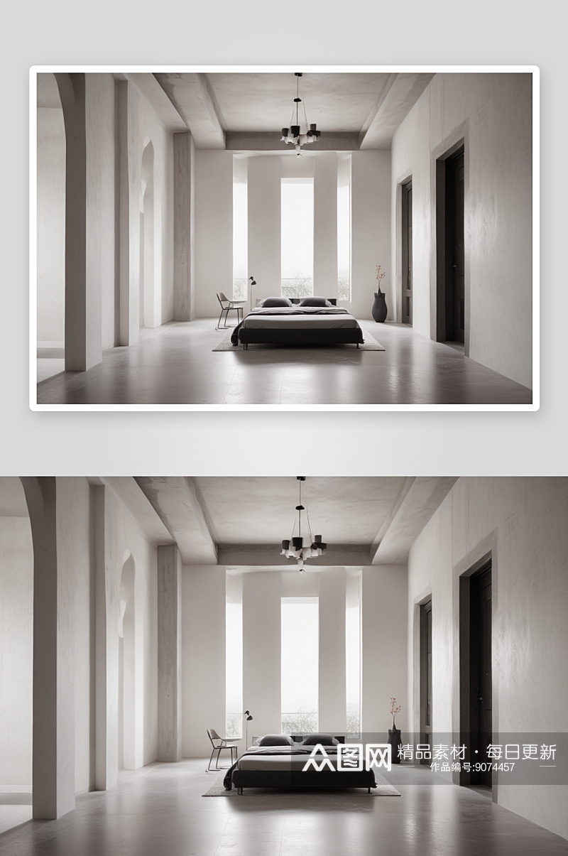 灰黑白色调室内设计标志性建筑的审美融合素材