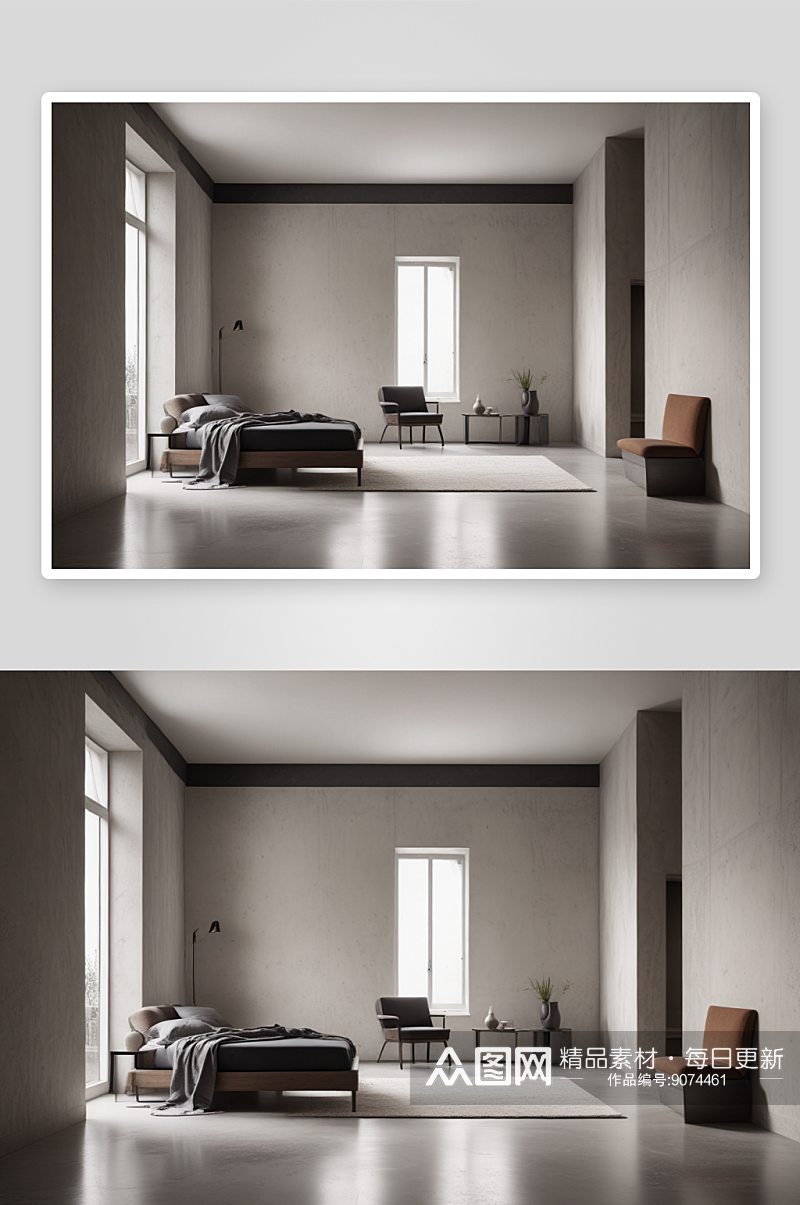 灰黑白色调室内设计标志性建筑的审美融合素材