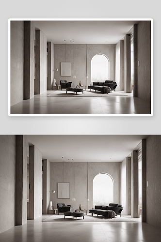 灰黑白色调室内设计标志性建筑的审美融合