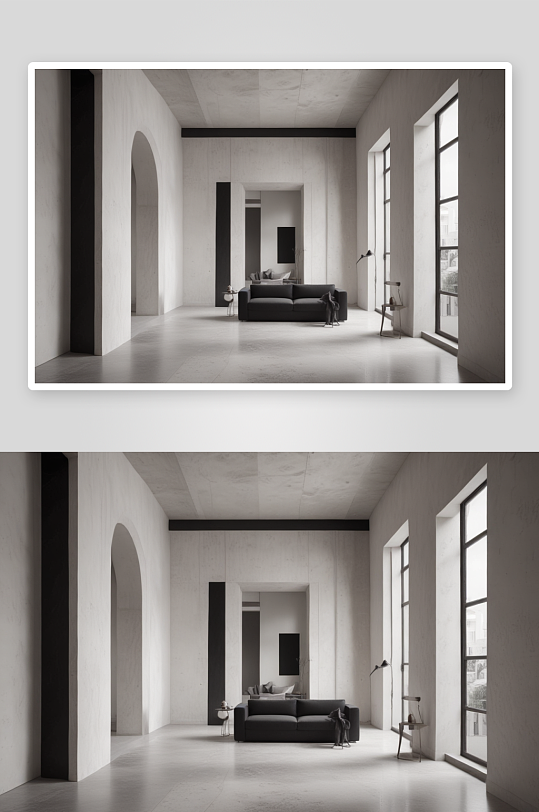 简约灵感的概念室内设计白灰黑色调