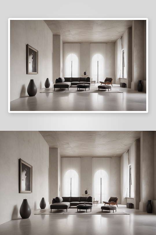 简约灵感的概念室内设计白灰黑色调