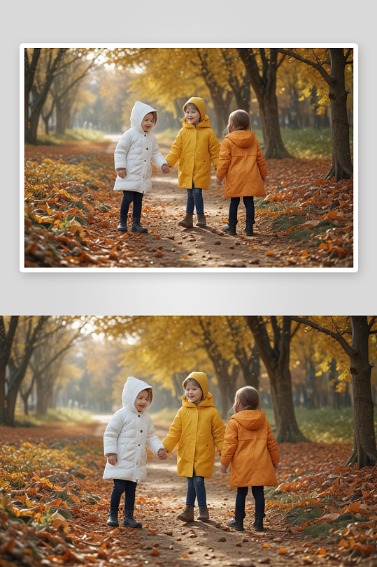 秋冬季节下午的时尚儿童羽绒服脱颖而出