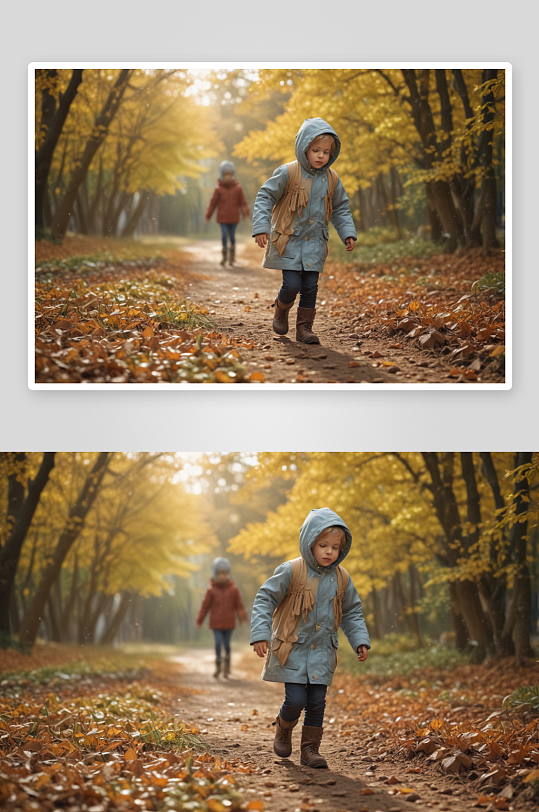 秋冬季节时尚儿童穿着强调凉爽气候