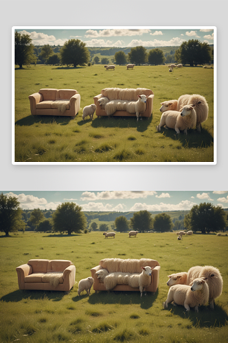 沙发与绵羊的别样组合