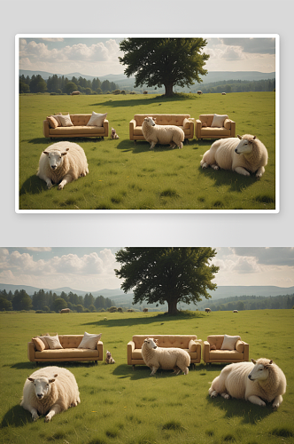 沙发与绵羊的别样组合