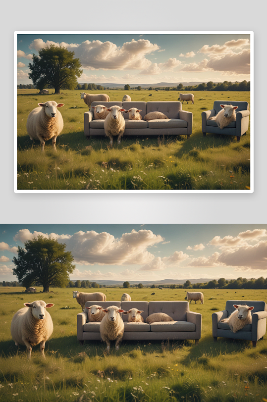 多样风格沙发上的绵羊坐姿