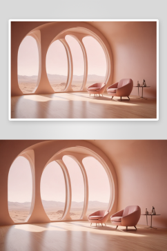 室内设计粉红色墙壁与木地板的温馨空间