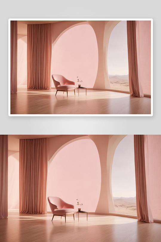 室内设计粉红色客厅搭配木地板