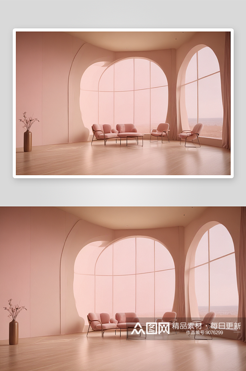 室内设计温暖粉红色客厅素材