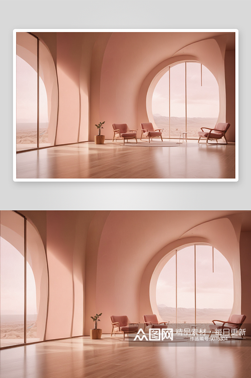 室内设计温暖粉红色客厅素材
