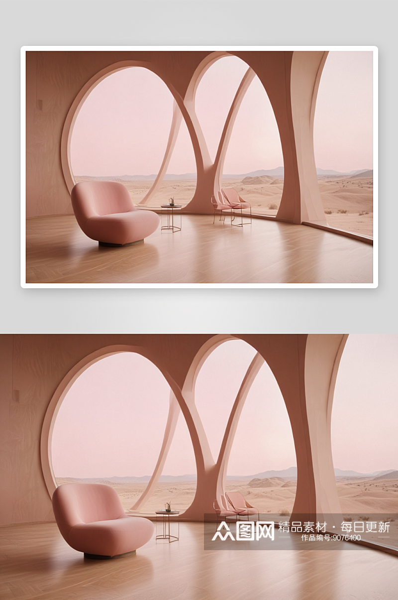 室内设计粉红色客厅搭配木地板素材