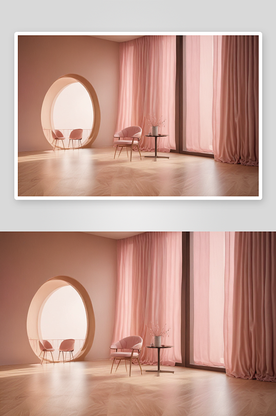 室内设计温暖粉红色客厅