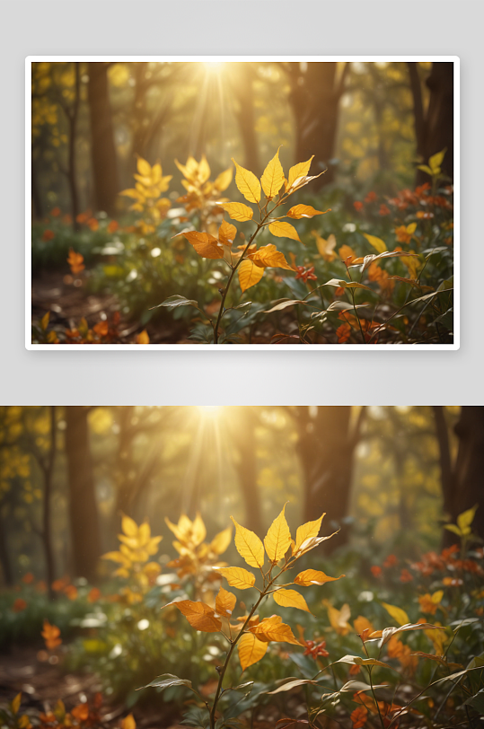 柔光萦绕树叶在森林中舞蹈