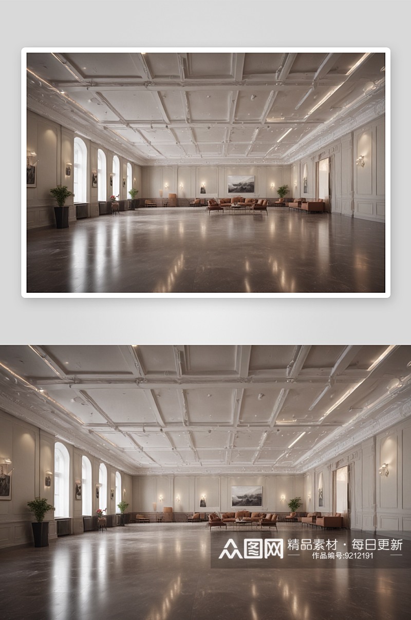 新古典主义建筑的展厅照明大房间素材