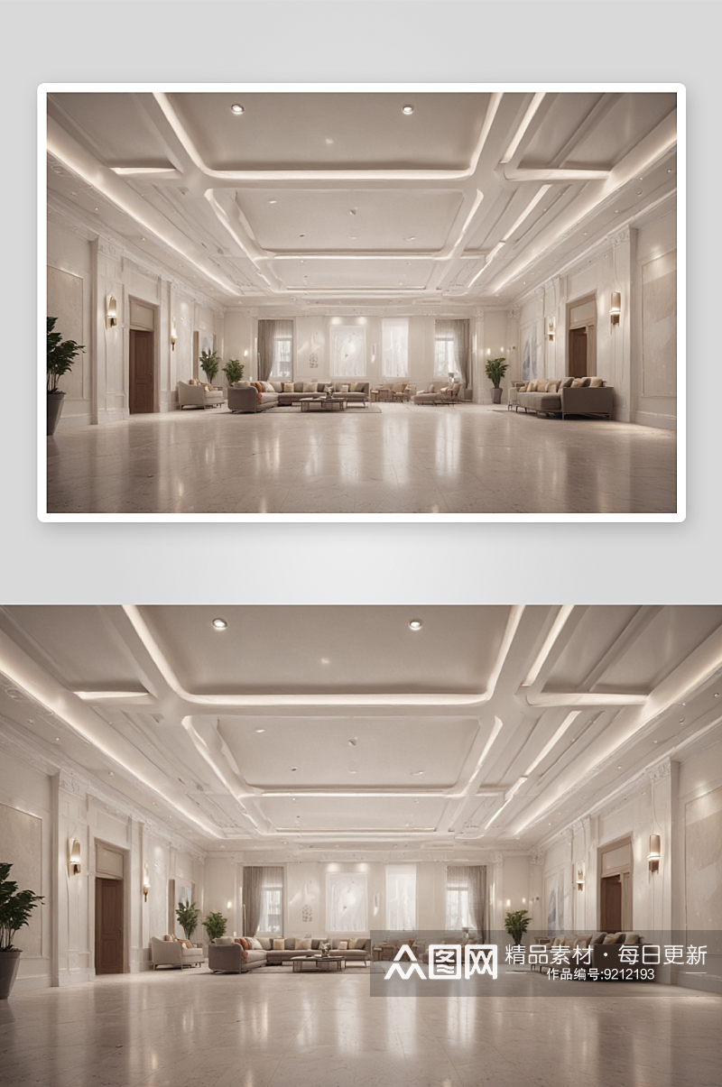 新古典主义建筑的展厅照明大房间素材