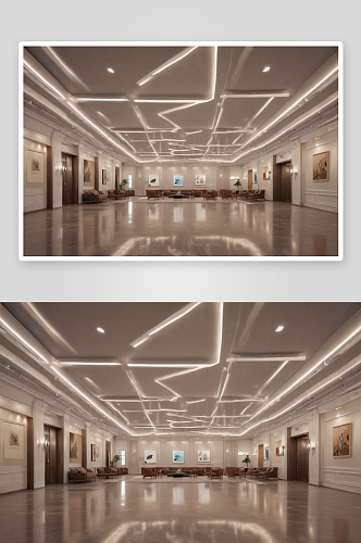 新古典主义建筑的展厅照明大房间