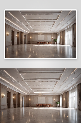新古典主义建筑的展厅照明大房间