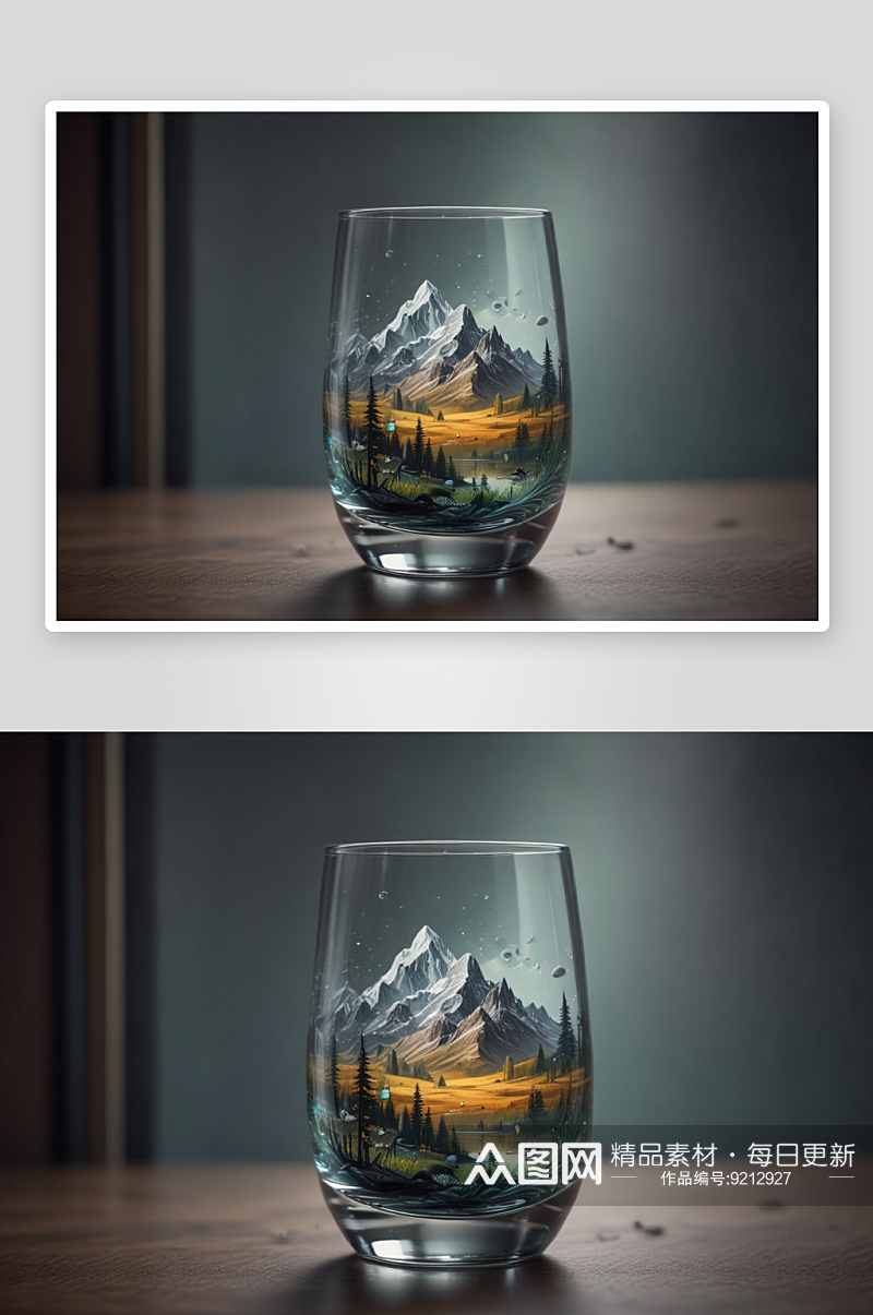 艺术的玻璃杯创造奇幻世界素材