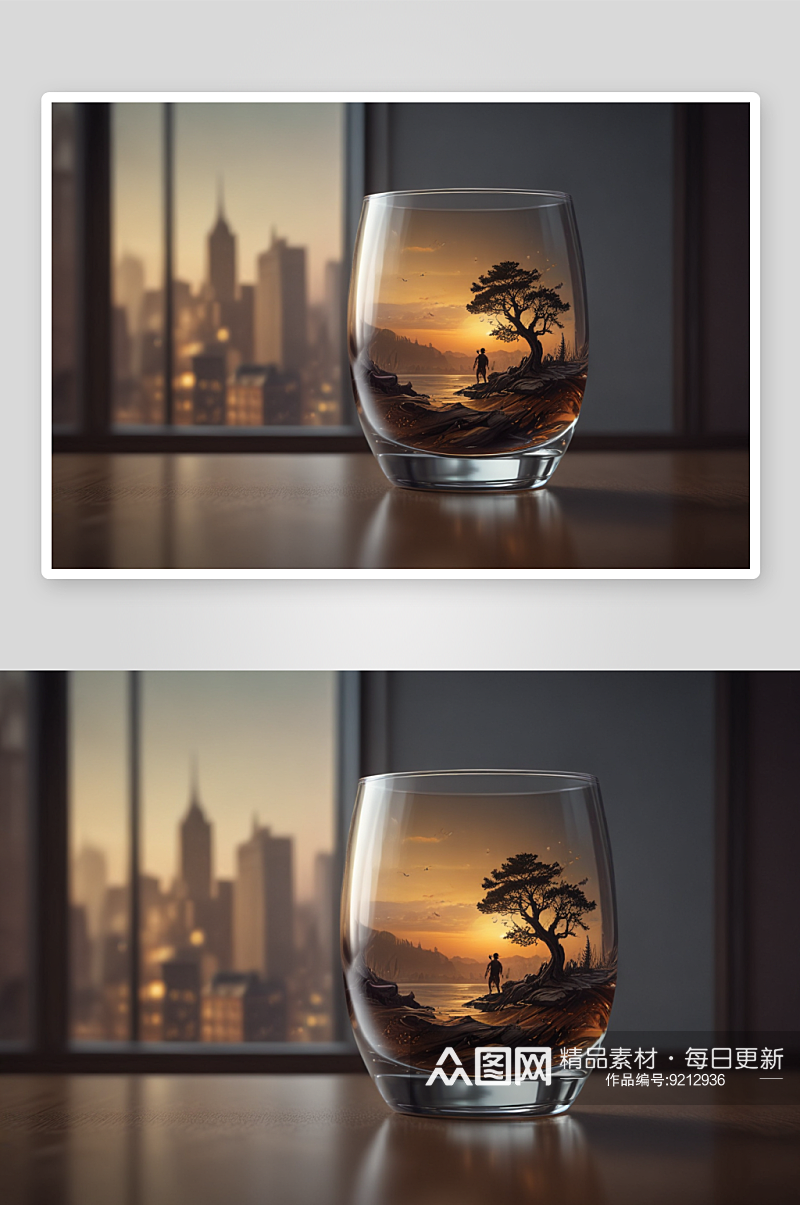 艺术的玻璃杯创造奇幻世界素材