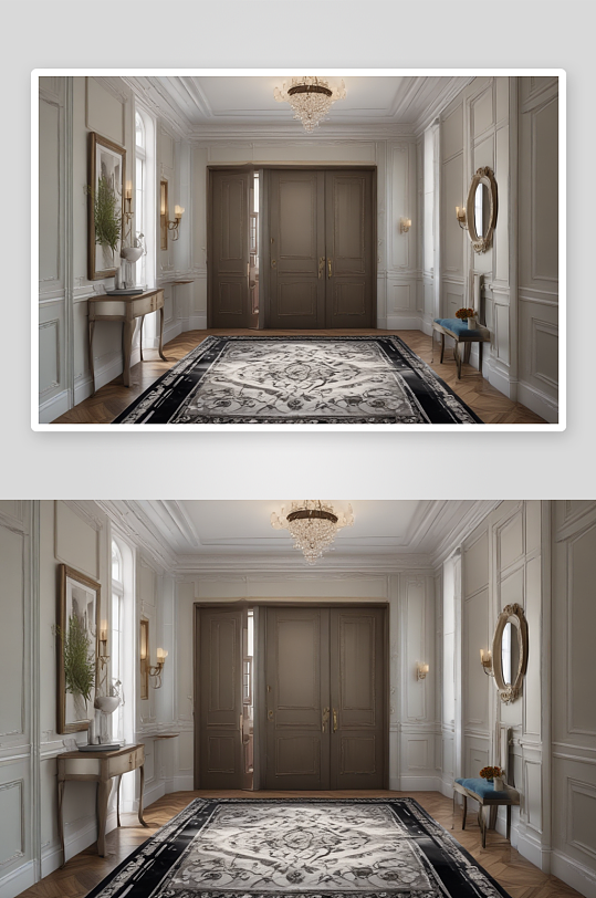 时尚巴黎公寓的宏伟入口门设计
