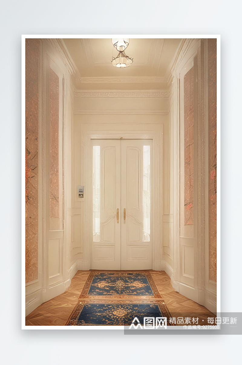 设计巴黎公寓风格的入口大厅素材