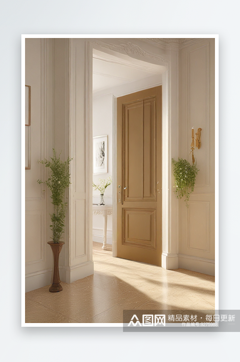 时尚巴黎公寓的入口门装修素材