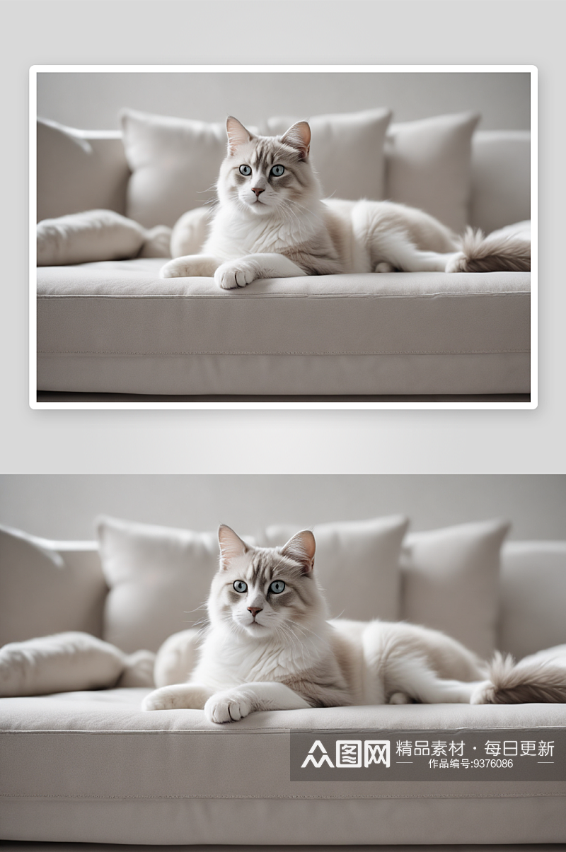 沙发上的慵懒猫咪素材