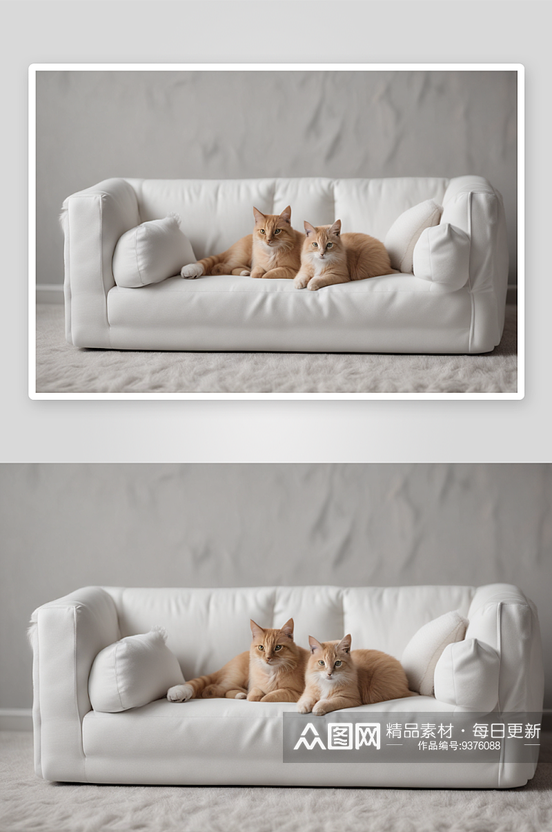 沙发上的慵懒猫咪素材
