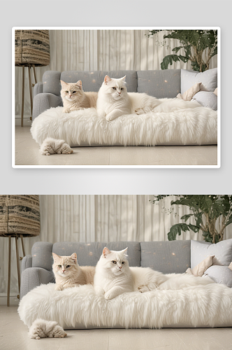 慵懒享受的沙发猫咪