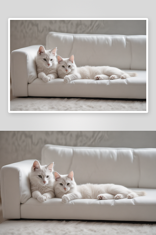 沙发休憩的可爱猫咪