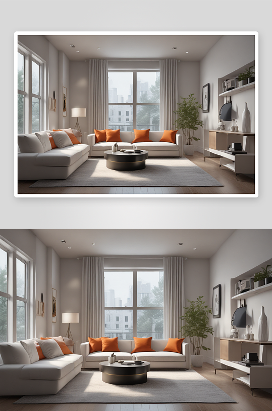 清新简约白色家具与沙发的客厅装修创意