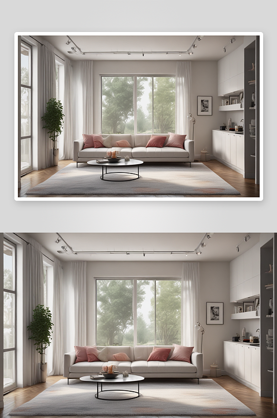 清新简约白色家具与沙发的客厅装修创意