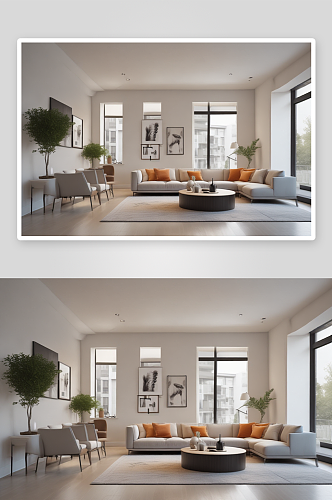 白色家具和沙发打造简洁雅致的客厅空间