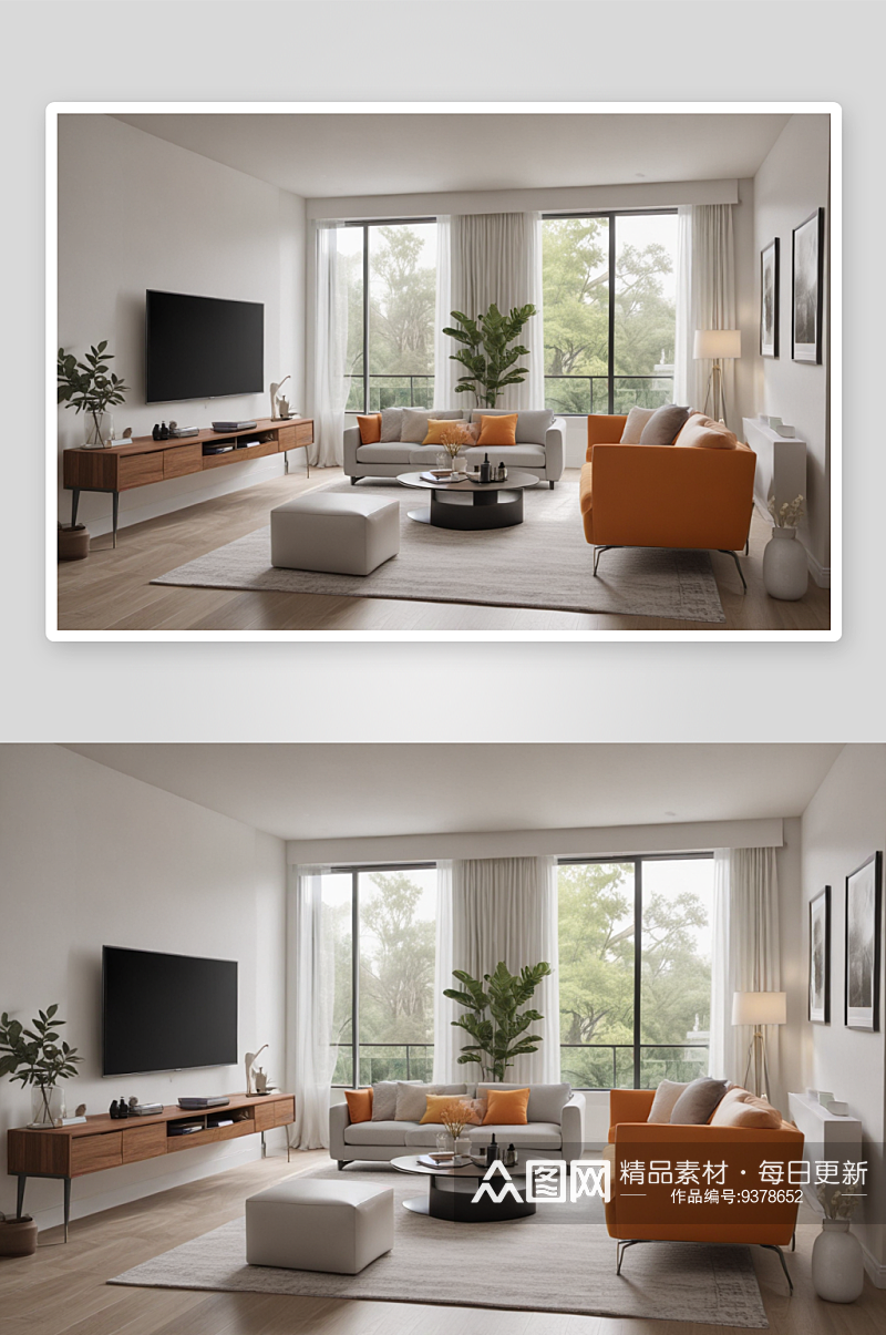 极简风格客厅装修白色家具与精致沙发的搭配素材