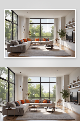 极简风格客厅装修白色家具与精致沙发的搭配